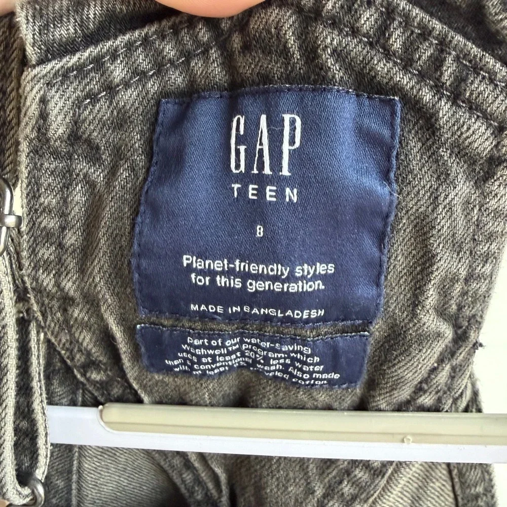 GAP Teen Black Wash Denim Overalls Size 8 Jumpsuit Kids Girls